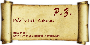 Pávlai Zakeus névjegykártya